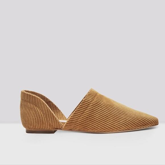 [Miista London] Tan Corduroy Pointed Toe D'Orsay Flats NWOT Size 39 US 8.5 - Picture 9 of 13
